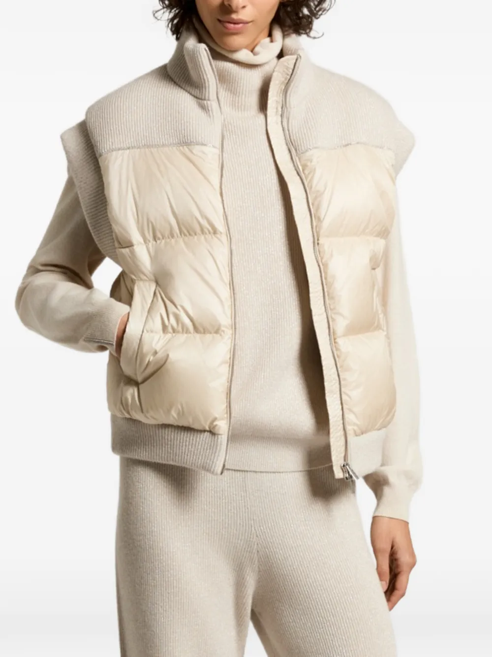Peserico quilted panelled gilet - Nude