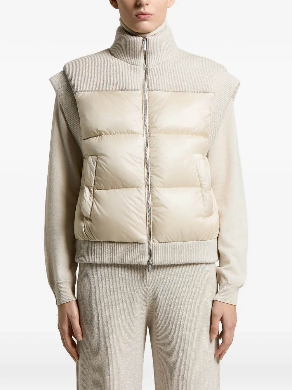 Peserico Bodywarmer met vlakken Beige