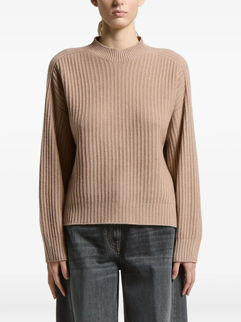 Peserico ribbed-knit mock-neck sweater - Neutrals