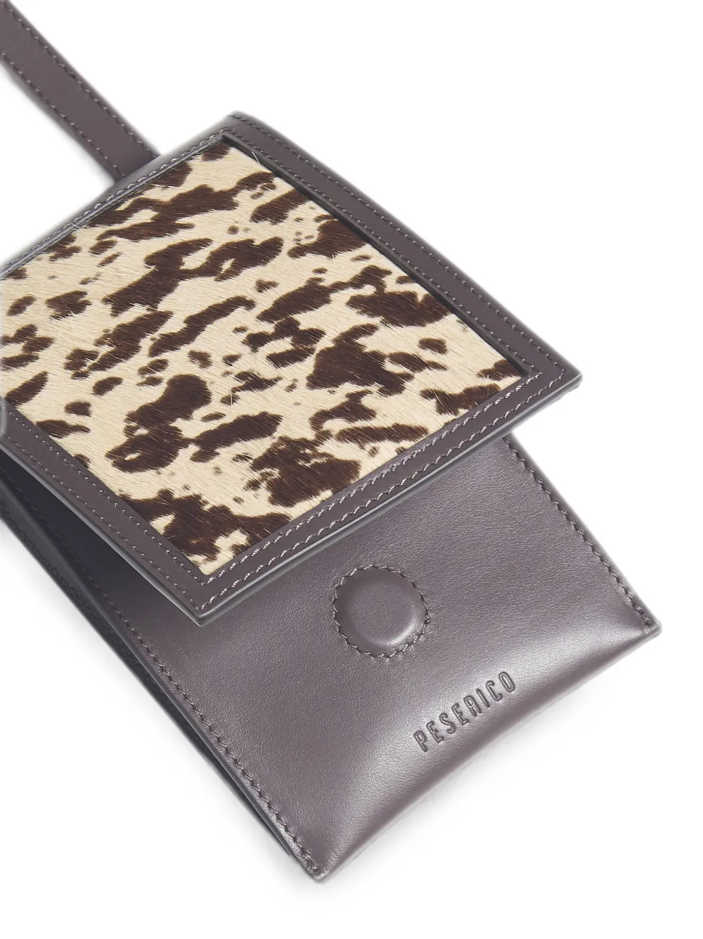 Peserico Kalfsleren mini-crossbodytas met dierenprint Bruin