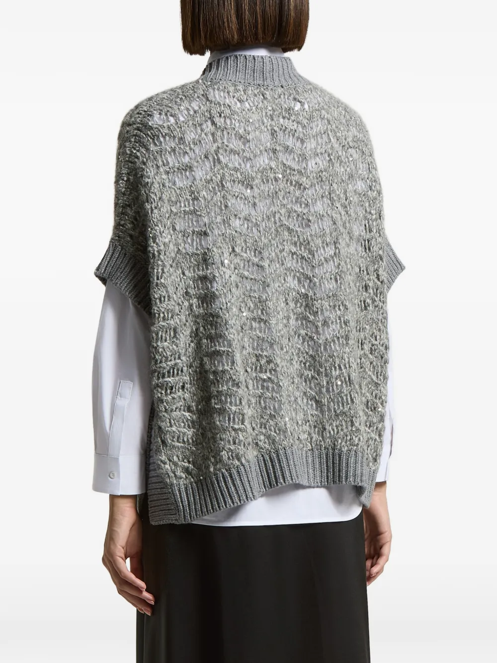 Peserico Opengebreid vest Grijs