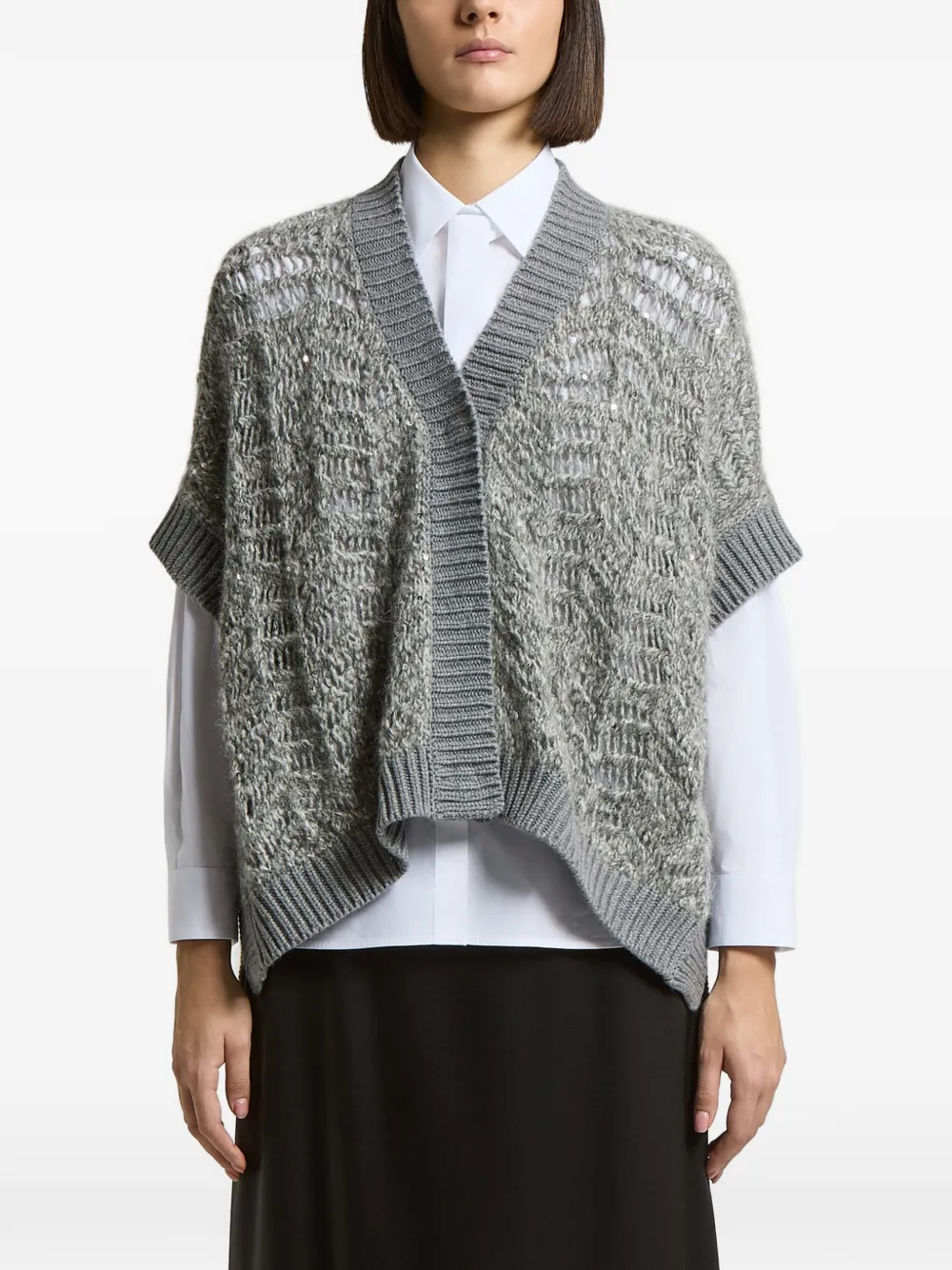 Peserico open-knit cardigan - Grigio
