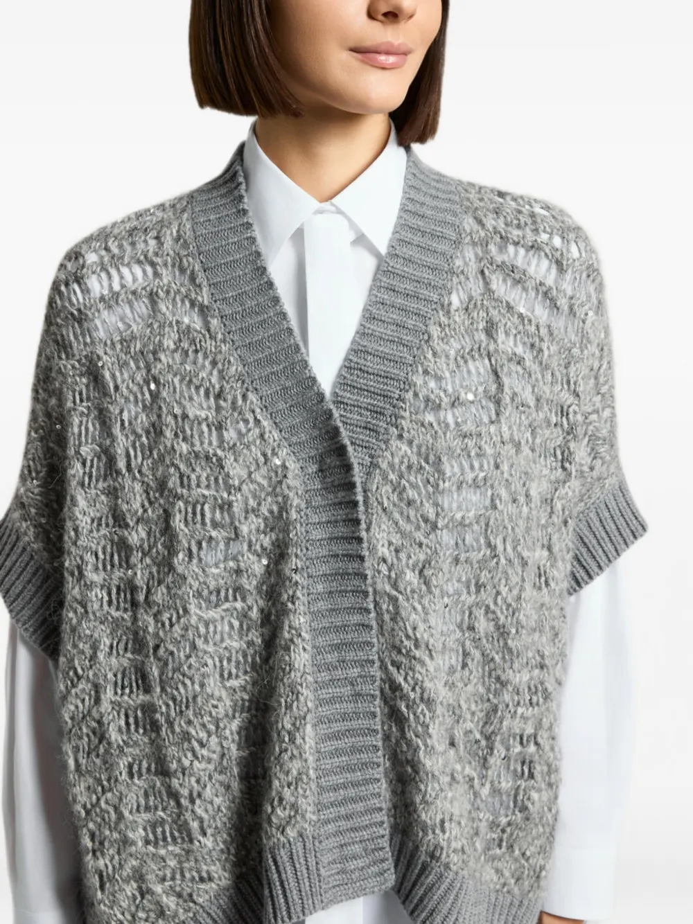 Peserico Opengebreid vest Grijs
