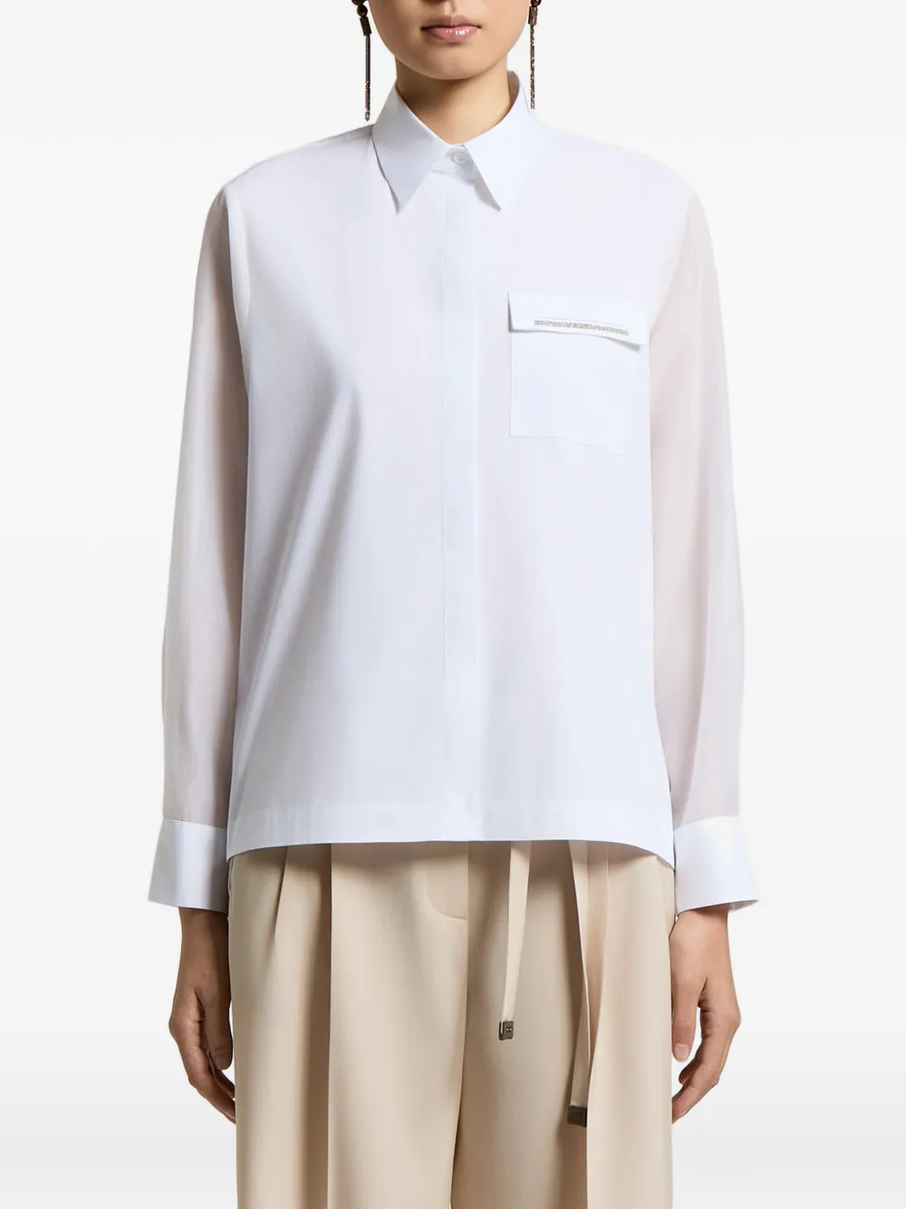 Peserico long-sleeved sheer shirt - White