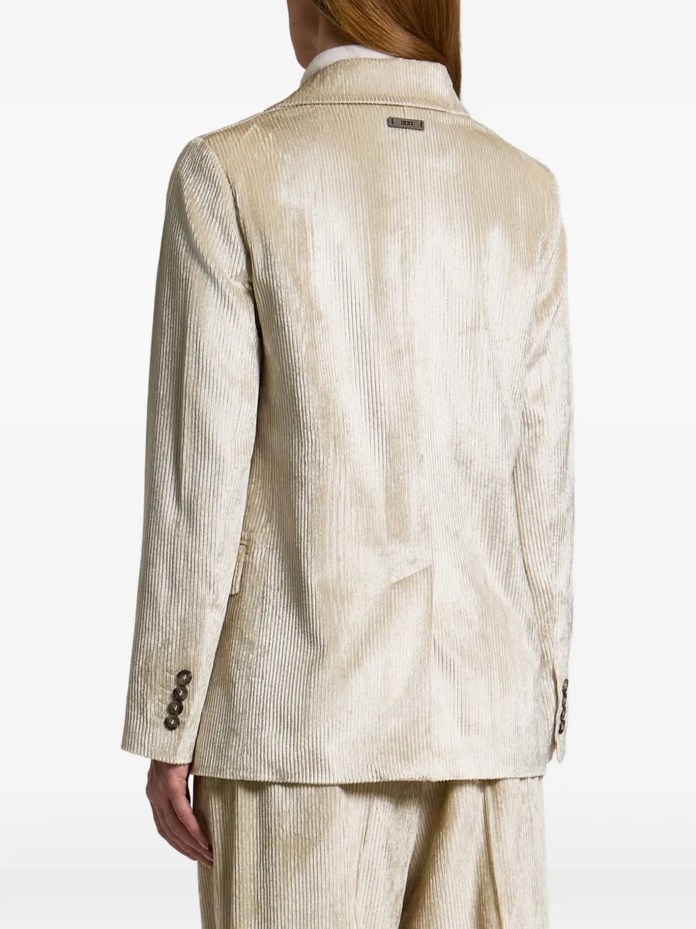 Peserico corduroy-effect single-breasted blazer Beige