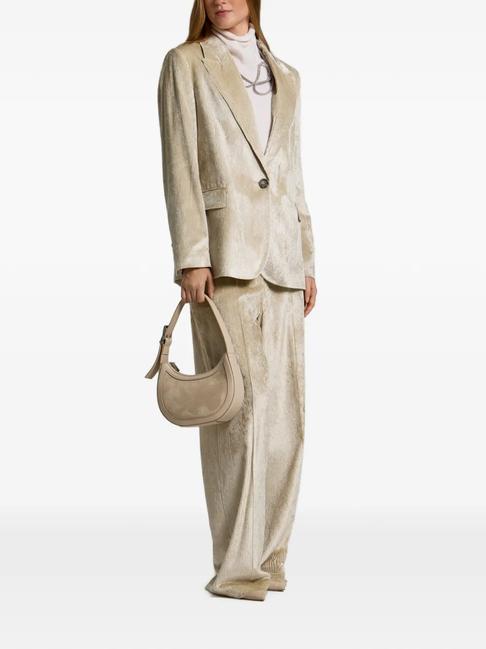 Peserico corduroy-effect single-breasted blazer Beige