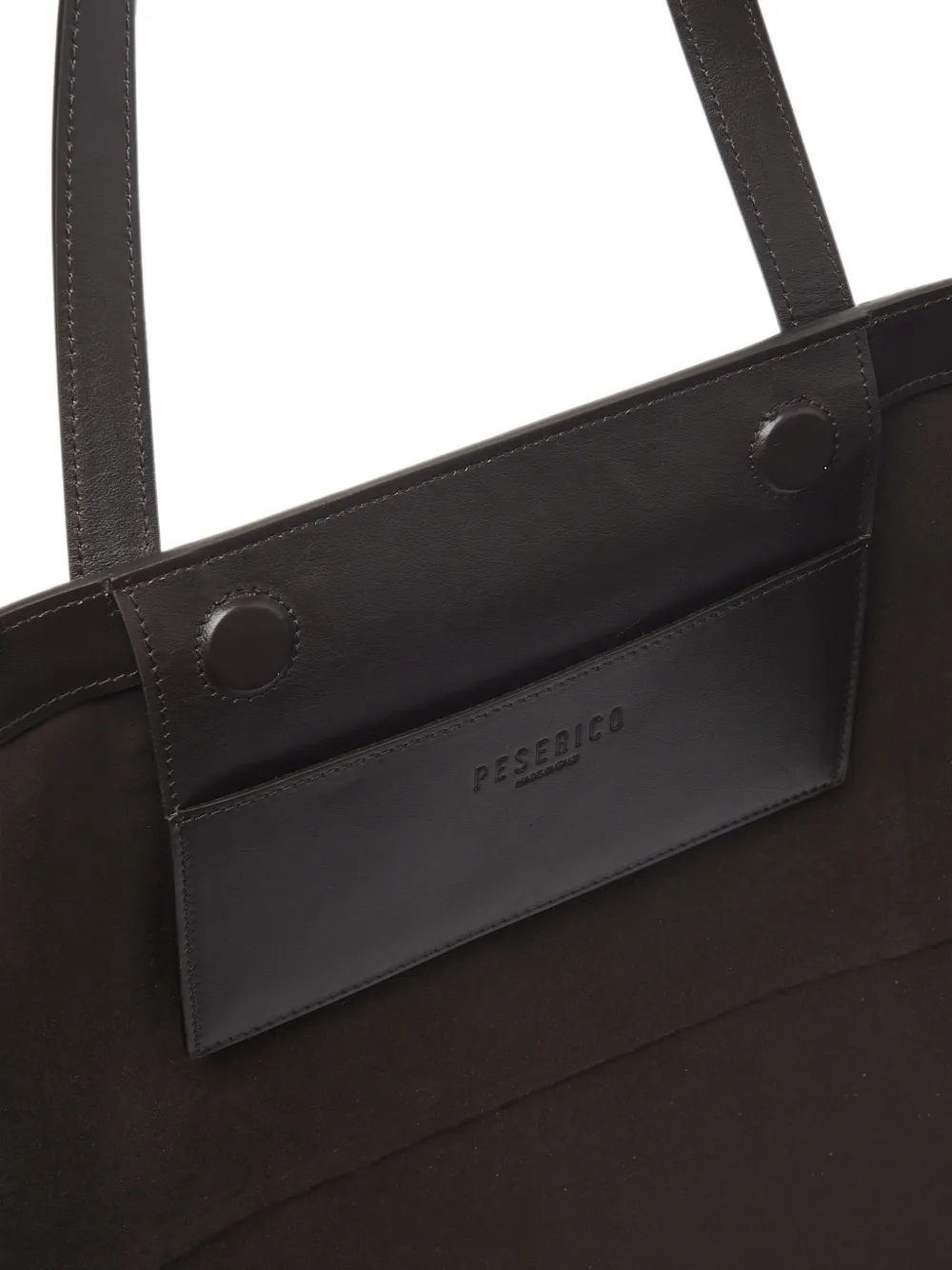 Peserico Leren shopper met logo-reliëf Bruin