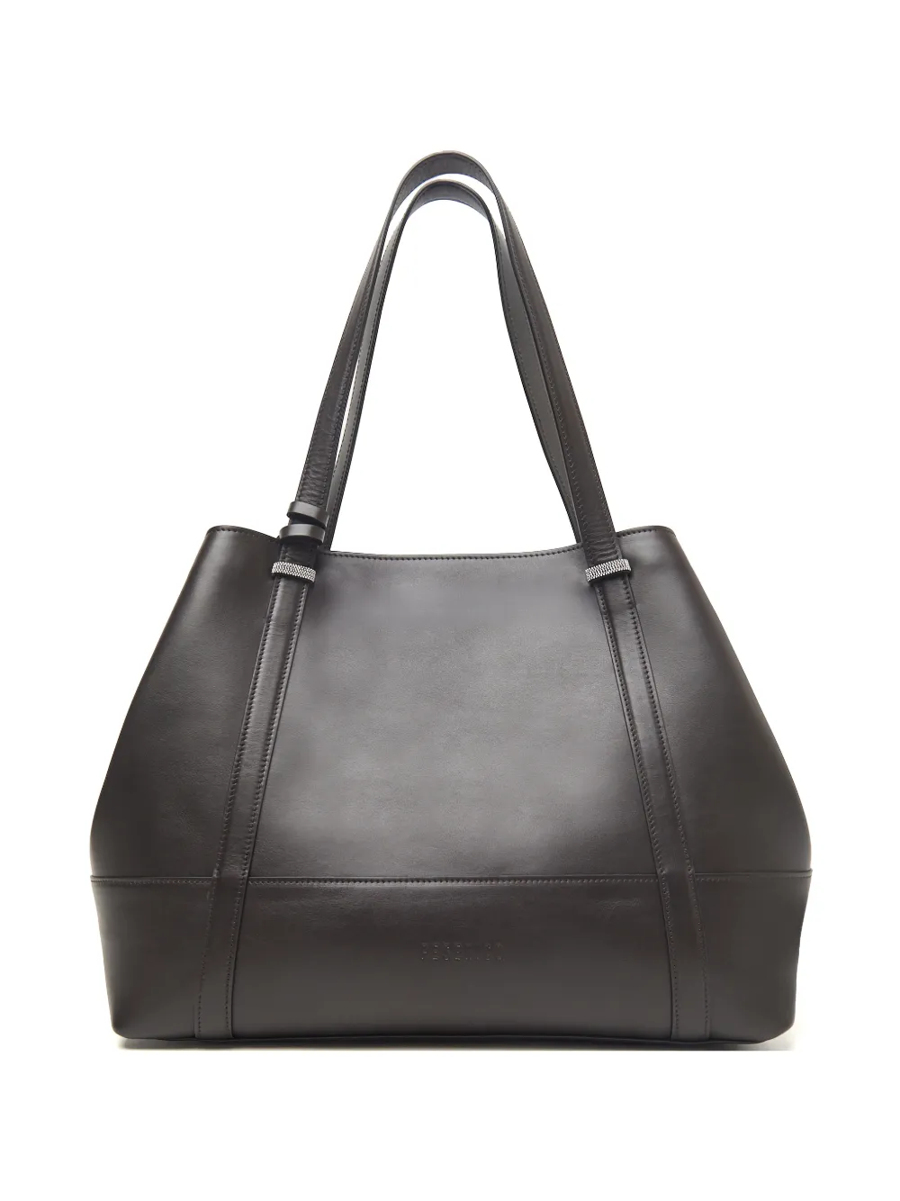 Peserico logo-debossed calf leather tote bag - Marrone