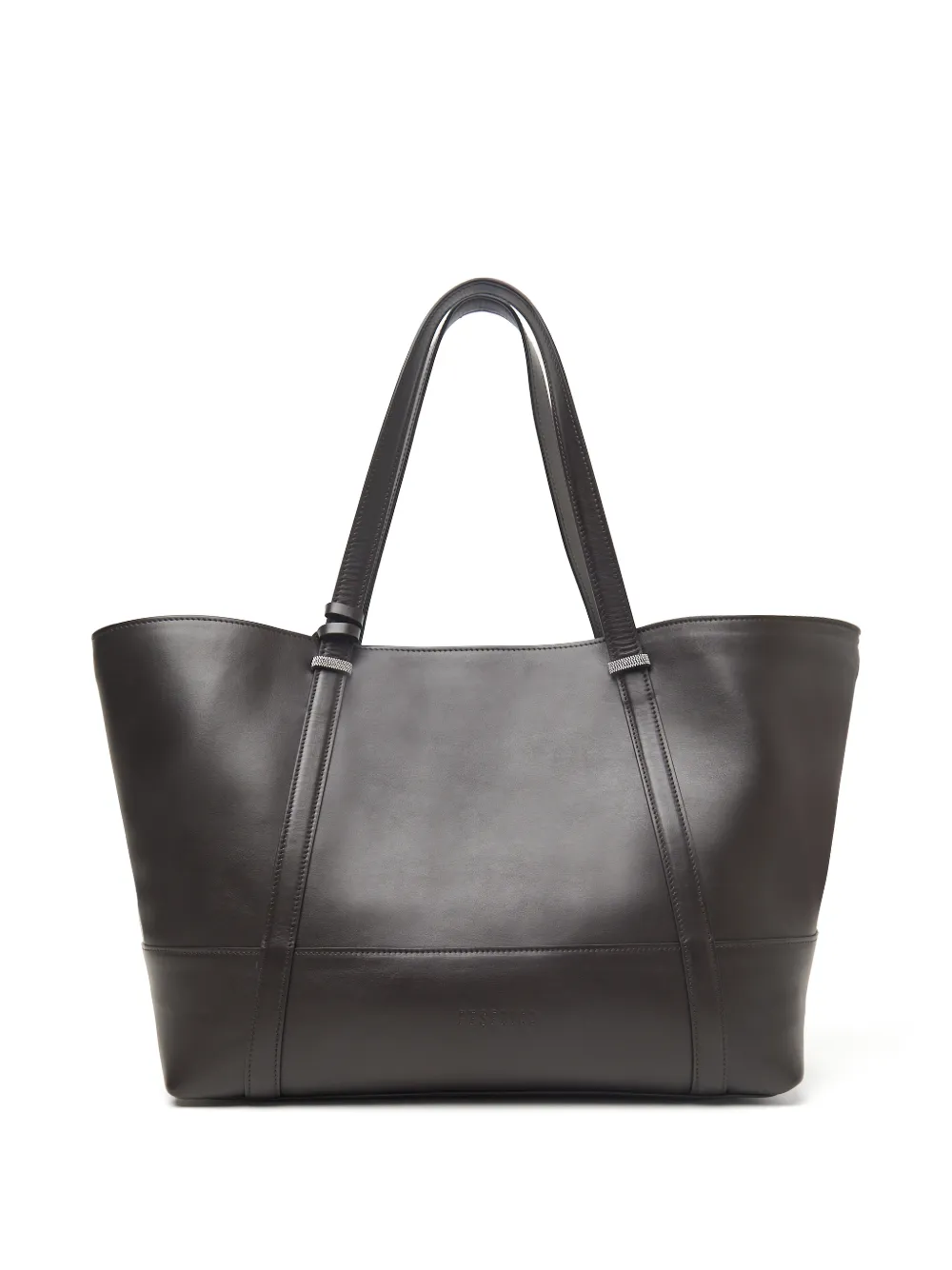 Peserico Leren shopper met logo-reliëf Bruin