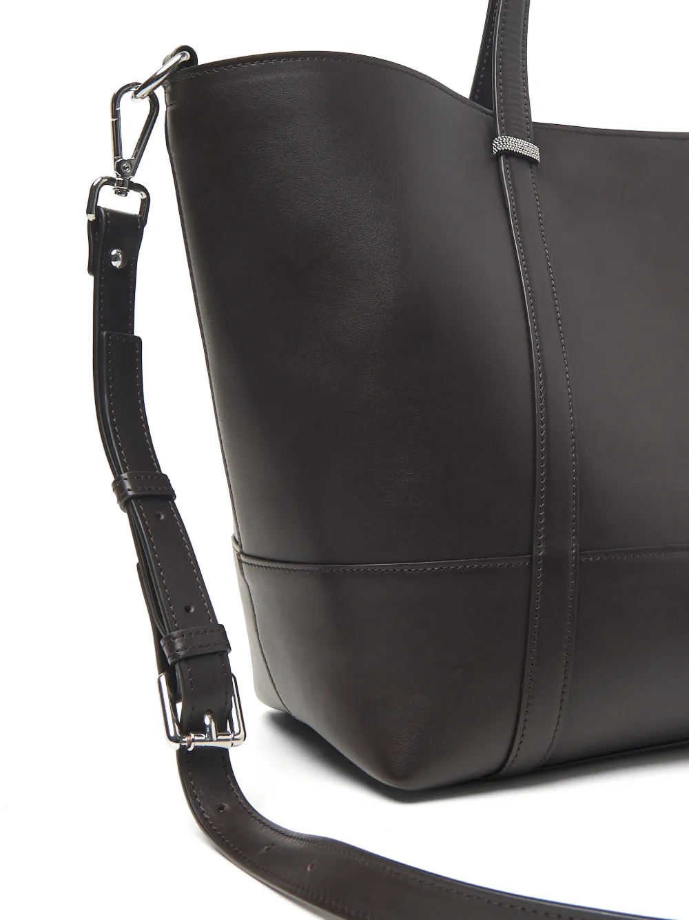 Peserico Leren shopper met logo-reliëf Bruin