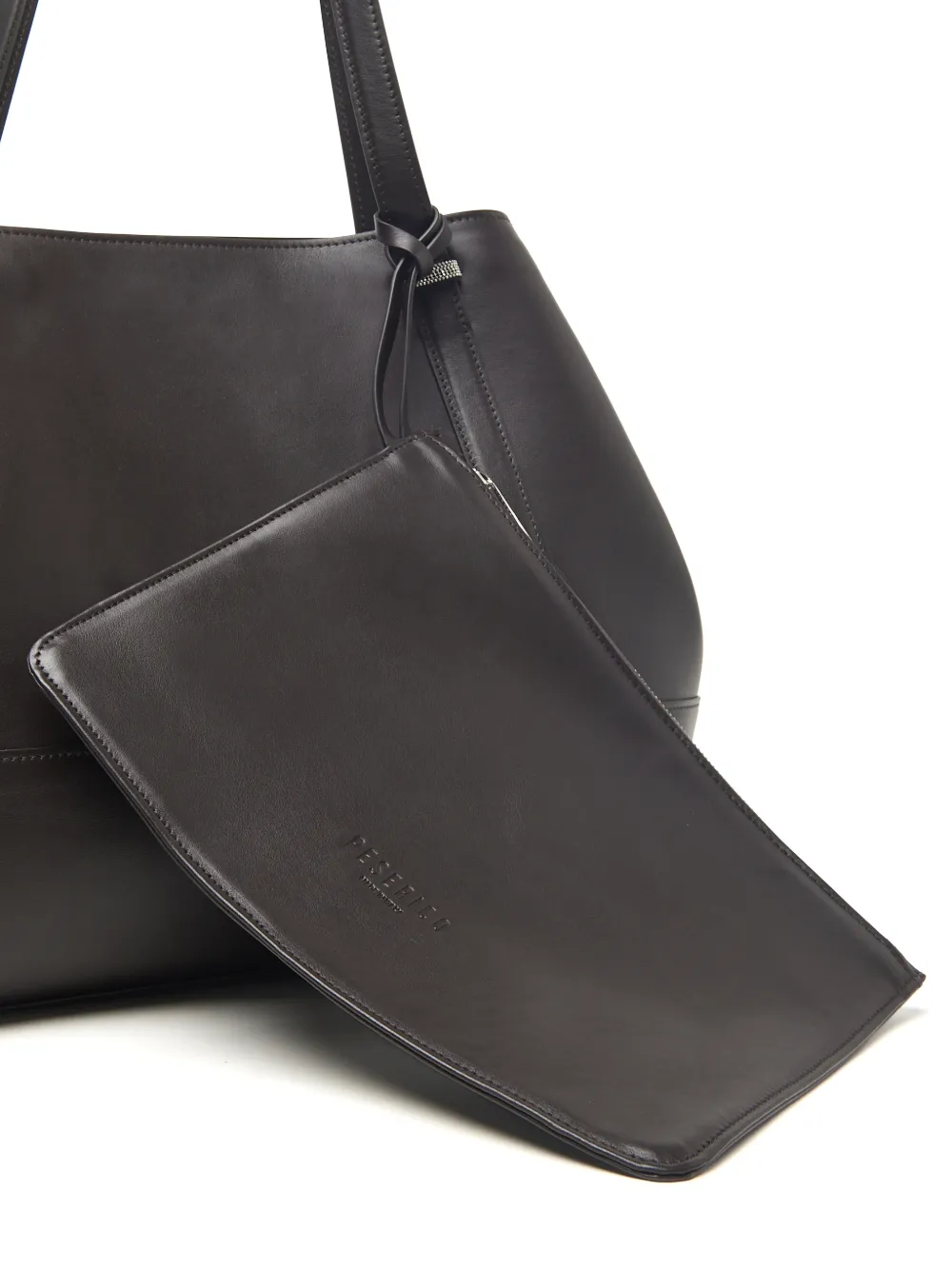 Peserico Leren shopper met logo-reliëf Bruin