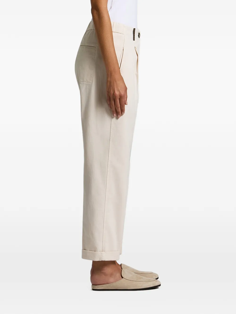 Peserico Geplooide broek met omgeslagen pijpen Beige