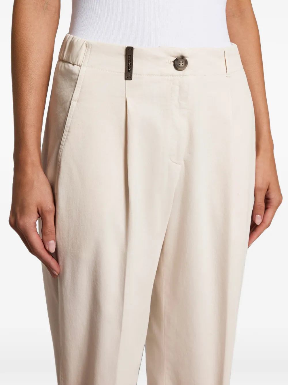 Peserico Geplooide broek met omgeslagen pijpen Beige