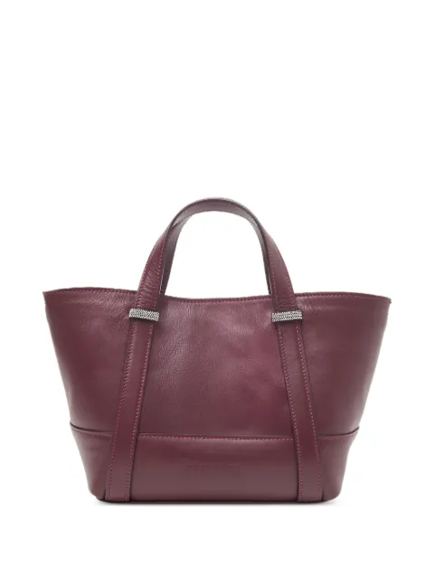 Peserico Itinera beaded-trim leather tote bag