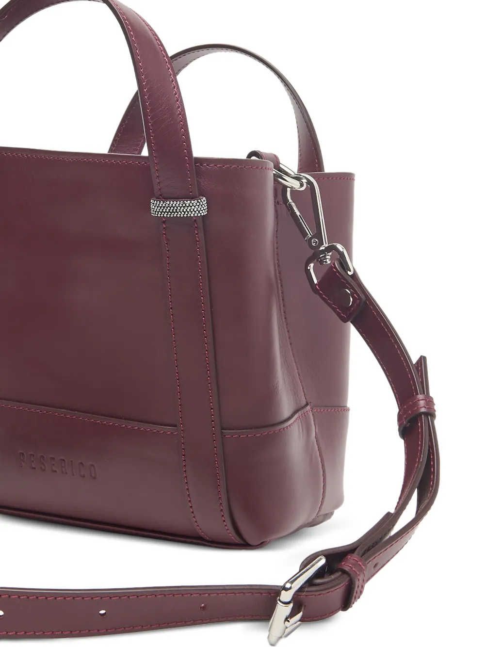 Peserico Itinera leren shopper met kralen afwerking Rood