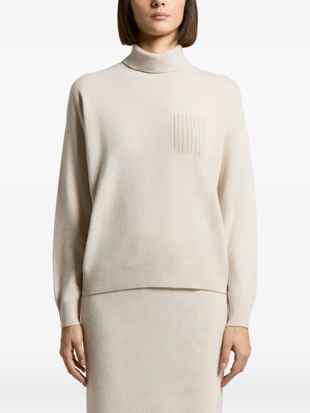 Peserico Rollkragenpullover mit aufgesetzter Tasche - Nude