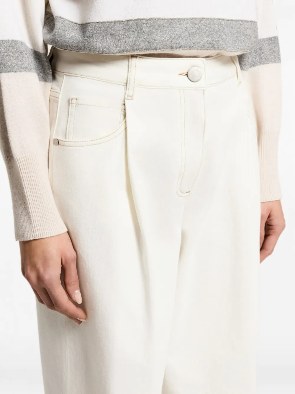 Peserico Jeans met geplooid detail Wit