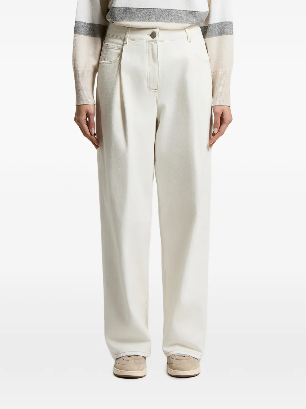 Peserico Jeans con pieghe - Bianco