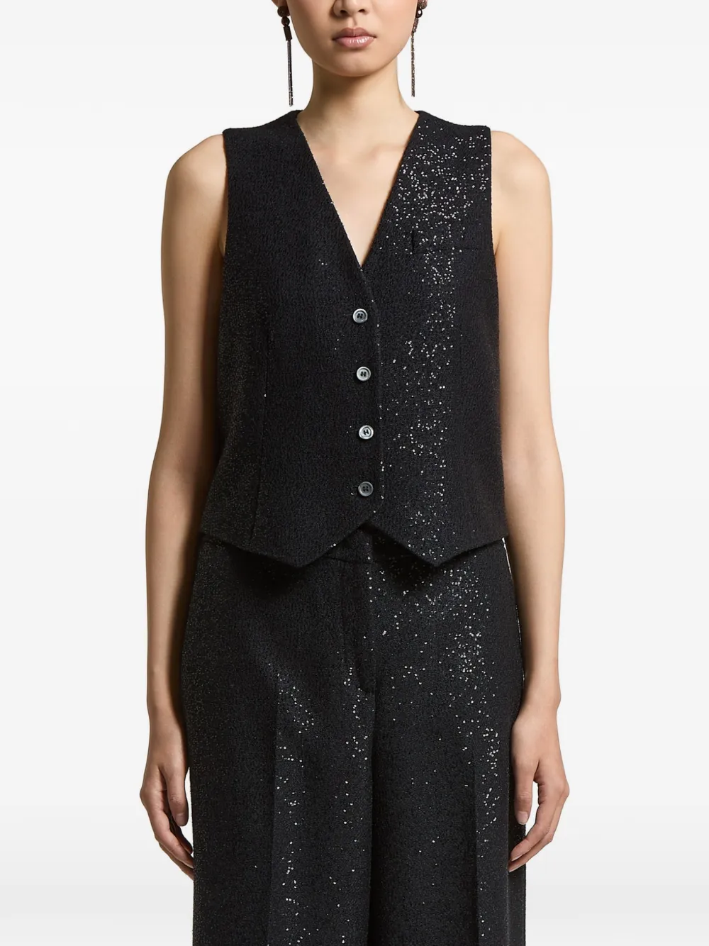 Peserico sequin-embellished waistcoat - Nero
