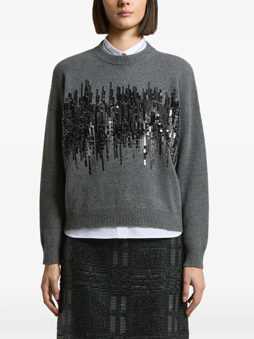 Peserico Maglione con paillettes - Grigio