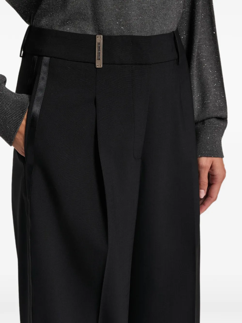 Peserico Broek met satijnen afwerking Zwart