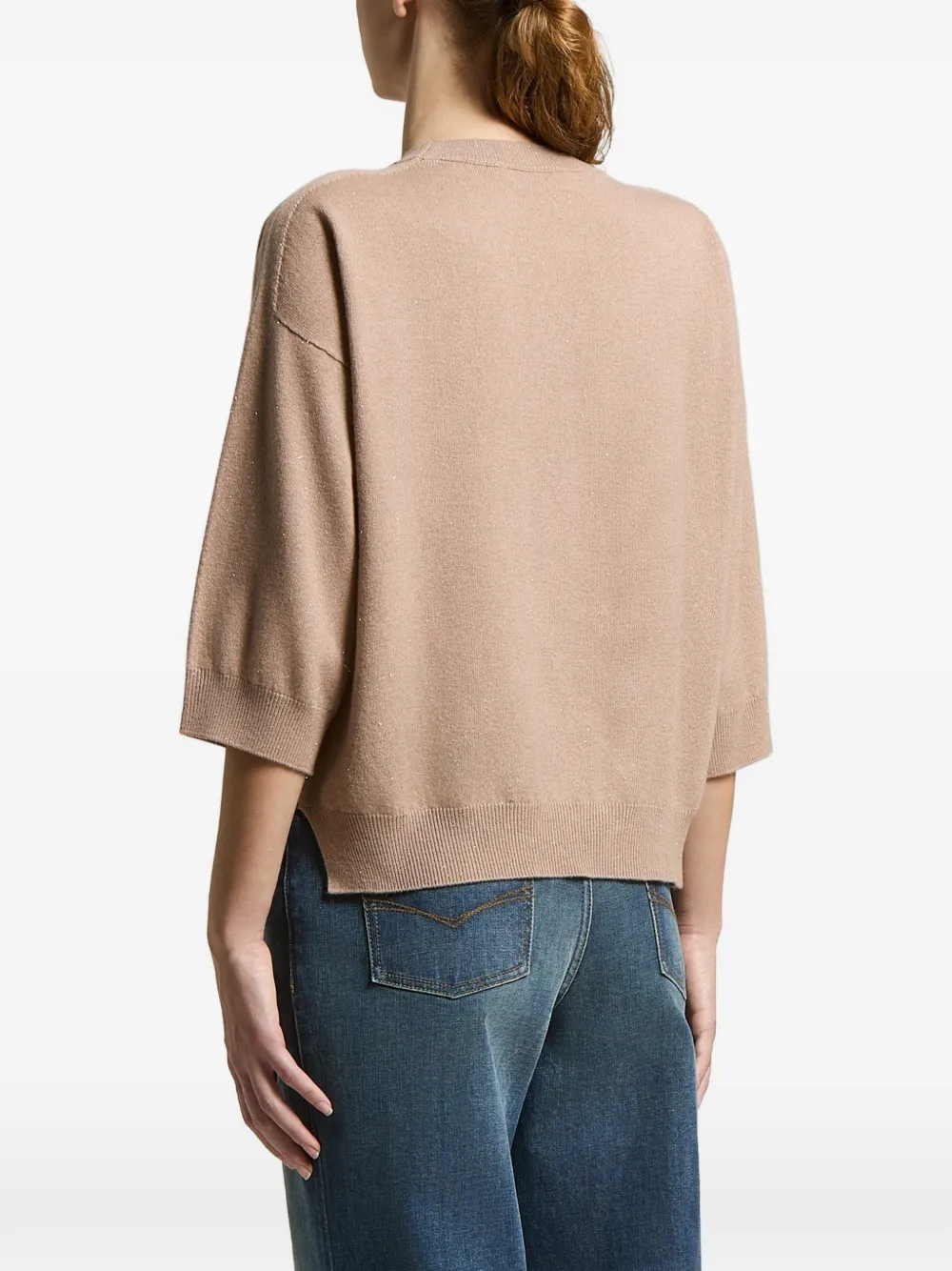 Peserico Trui met verfraaide zak Beige