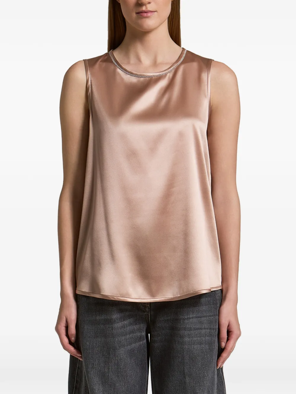 Peserico beaded-trim sleeveless top
