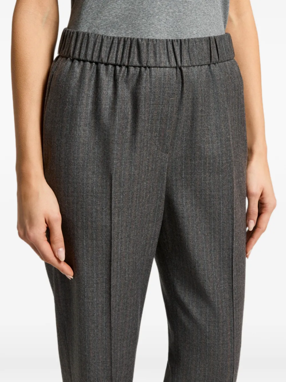 Peserico Pinstriped-pattern Trousers In Gray