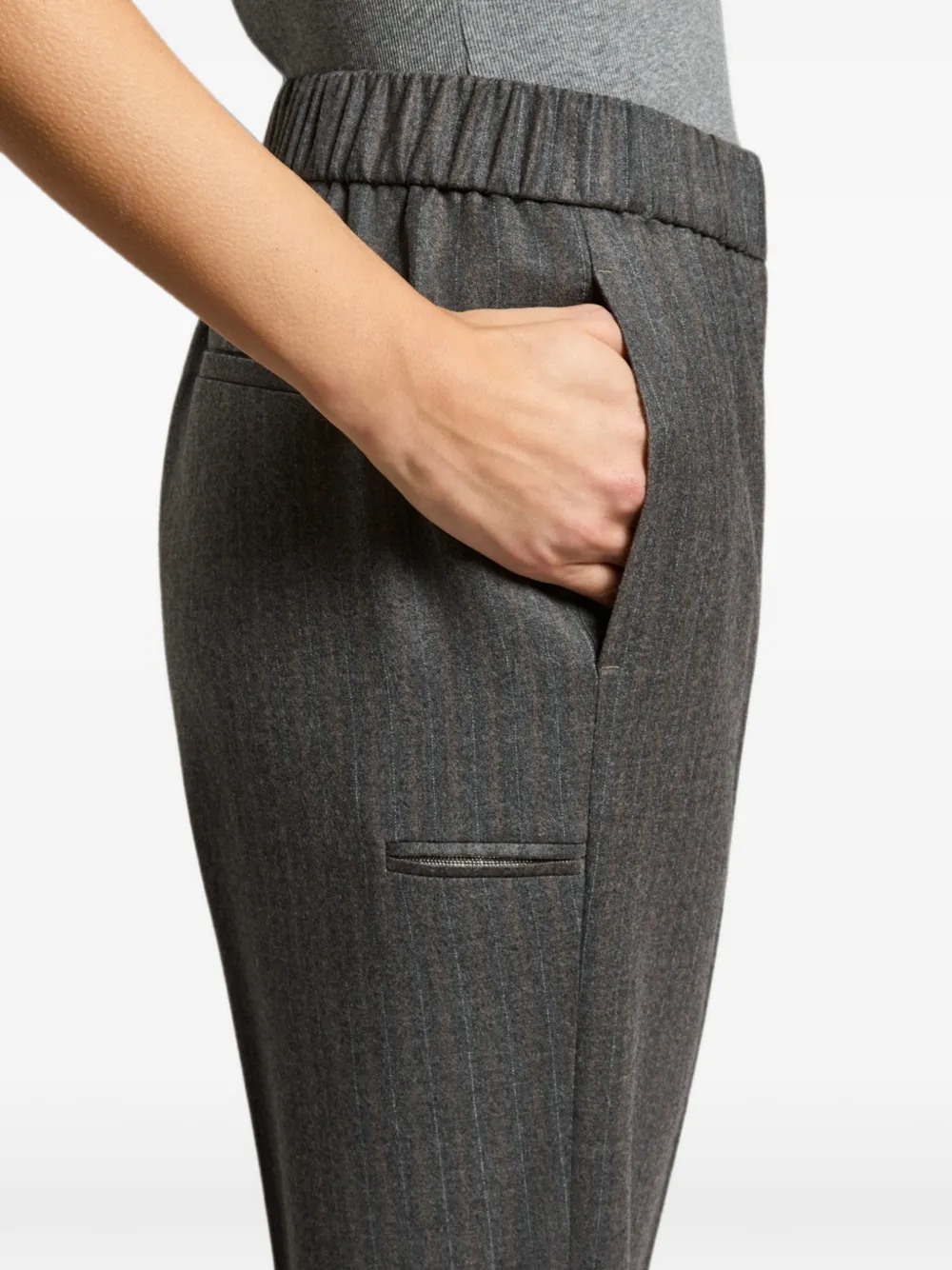 Peserico Pinstriped-pattern Trousers In Gray