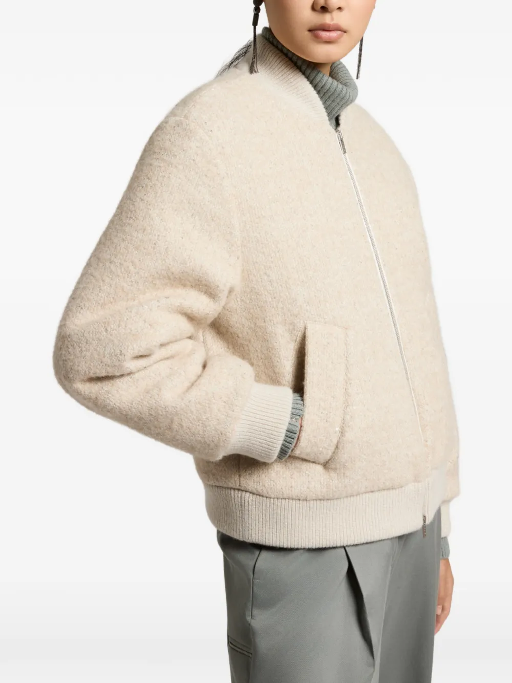 Peserico Bomberjack met rits Beige