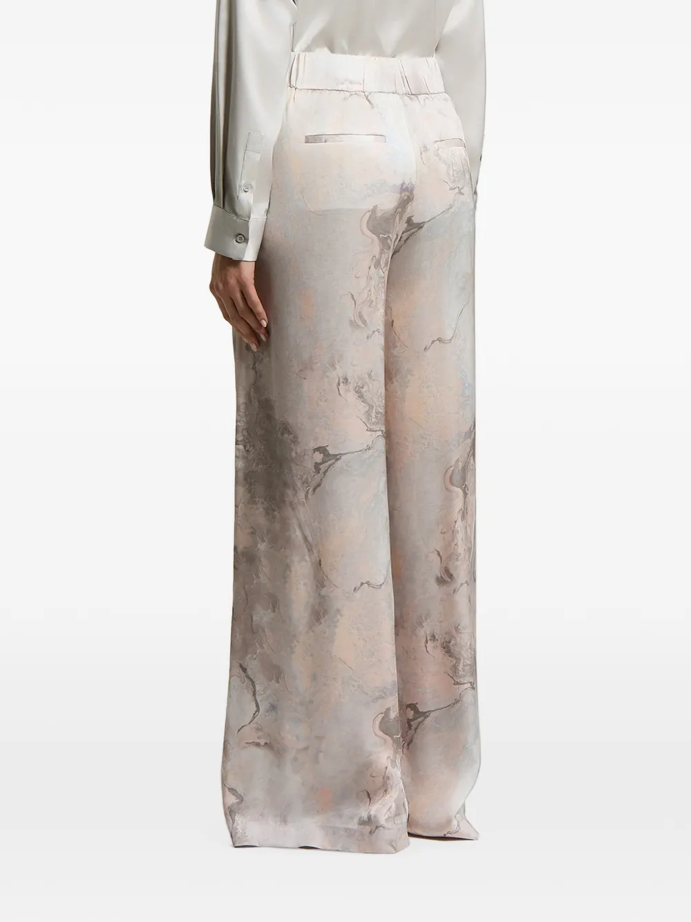 Peserico Palazzo broek met elastische tailleband en abstracte print Roze