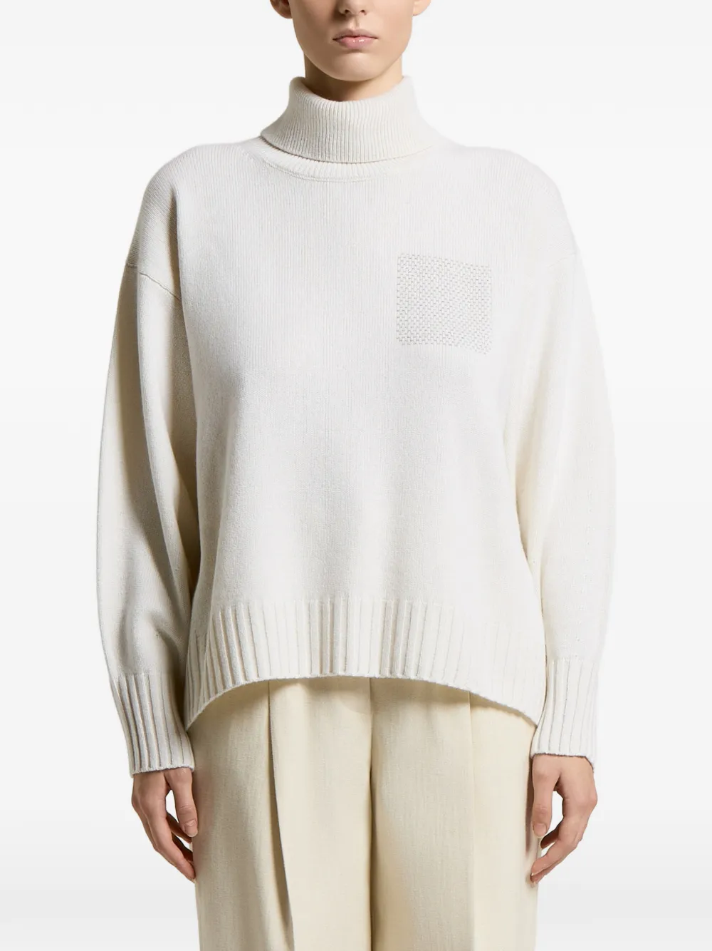 Peserico roll-neck drop-shoulder jumper - White