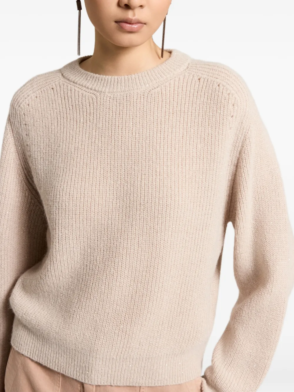 Peserico Ribgebreide trui Beige