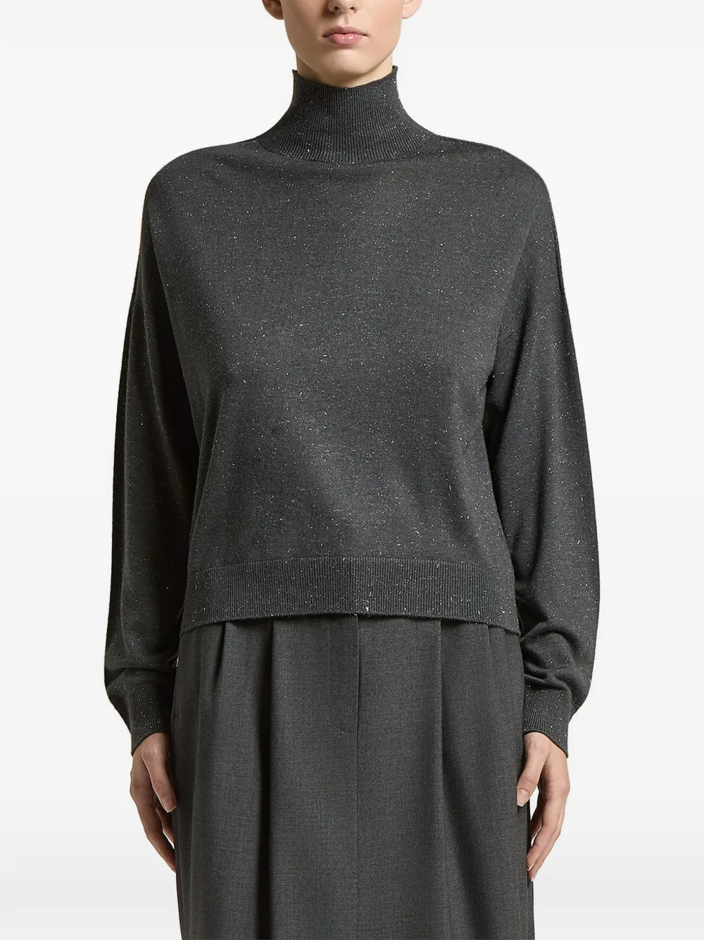 Peserico flecked high-neck jumper - Grey