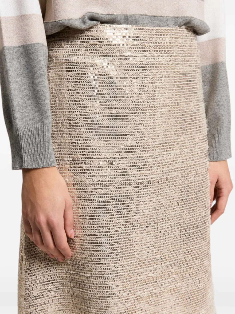 Peserico Maxi-rok met pailletten Beige