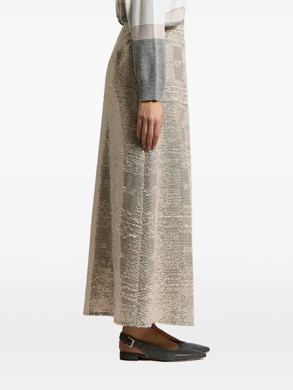 Peserico Maxi-rok met pailletten Beige