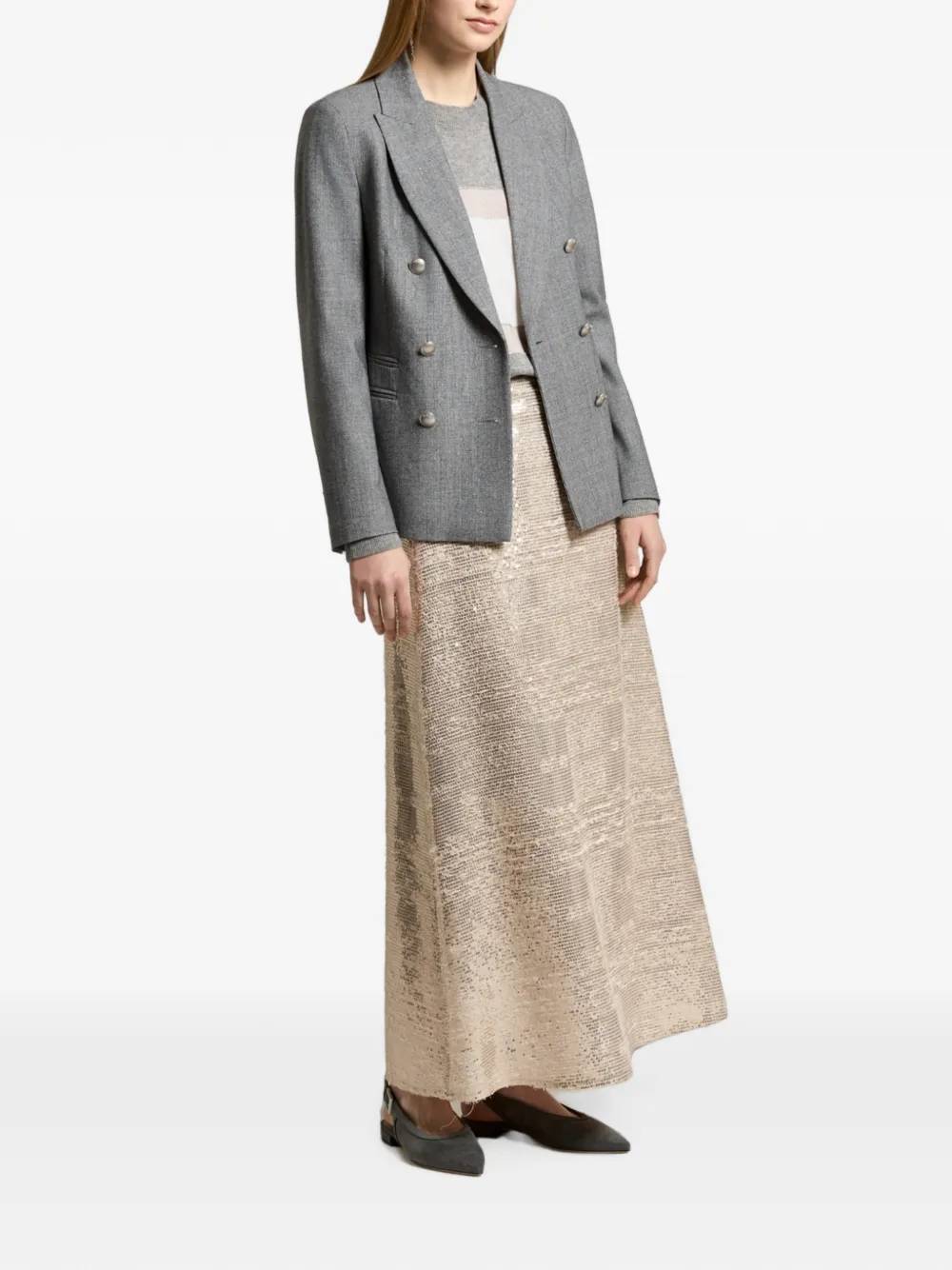 Peserico Maxi-rok met pailletten Beige
