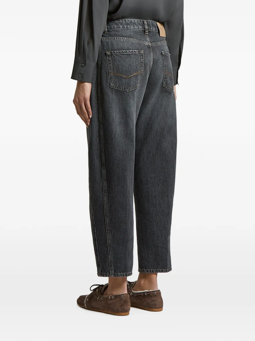 Peserico Jeans met vervaagd effect en barrelpijpen Zwart