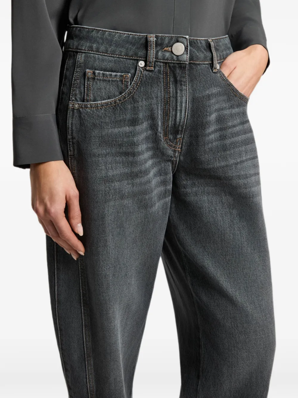 Peserico Jeans met vervaagd effect en barrelpijpen Zwart