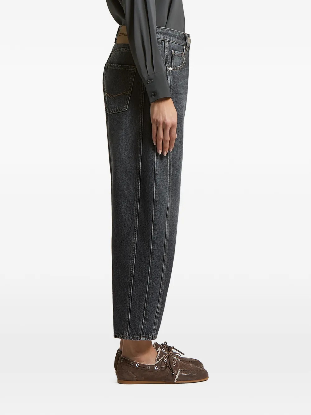 Peserico Jeans met vervaagd effect en barrelpijpen Zwart