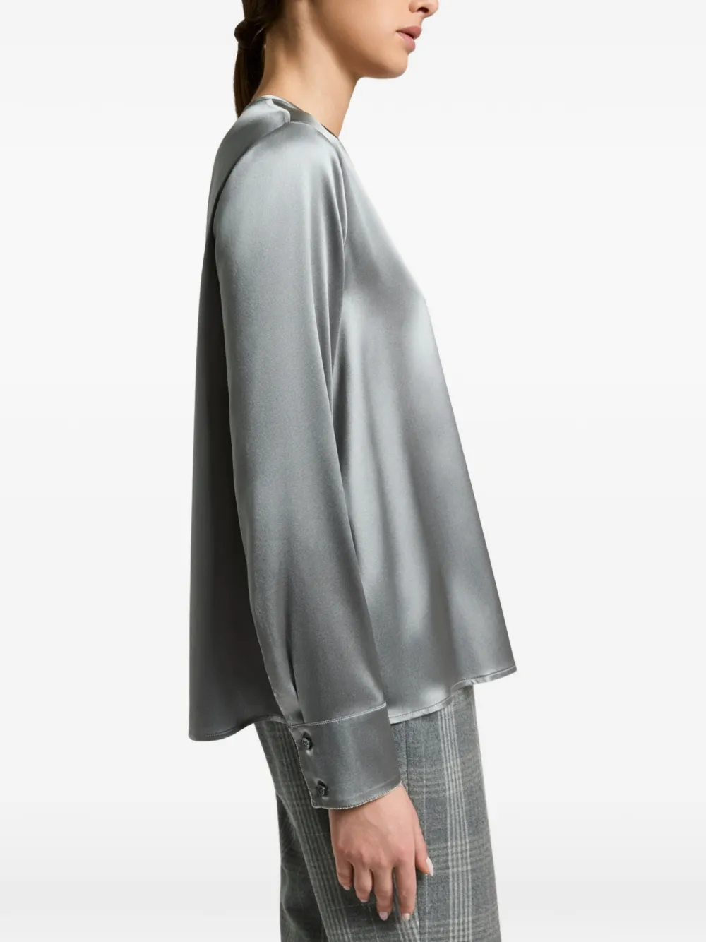 Peserico Blouse met satijnen afwerking Grijs