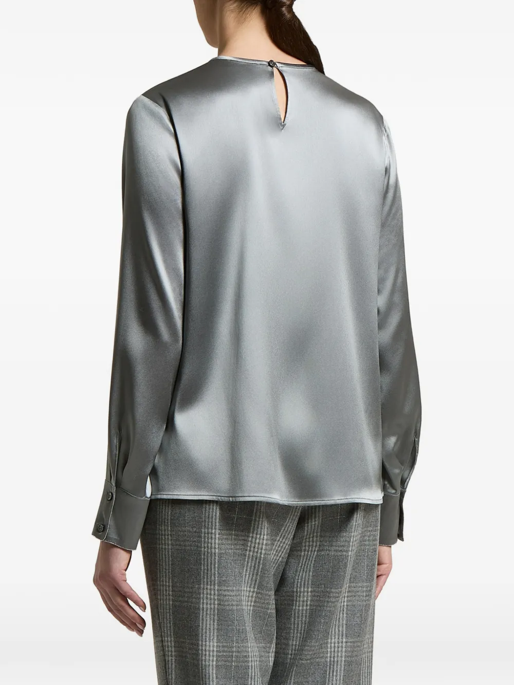 Peserico Blouse met satijnen afwerking Grijs