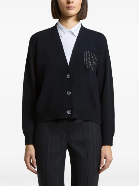 Peserico bead-embellished V-neck cardigan