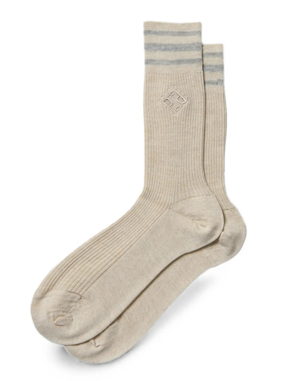 Peserico Ribgebreide sokken met geborduurd logo Beige