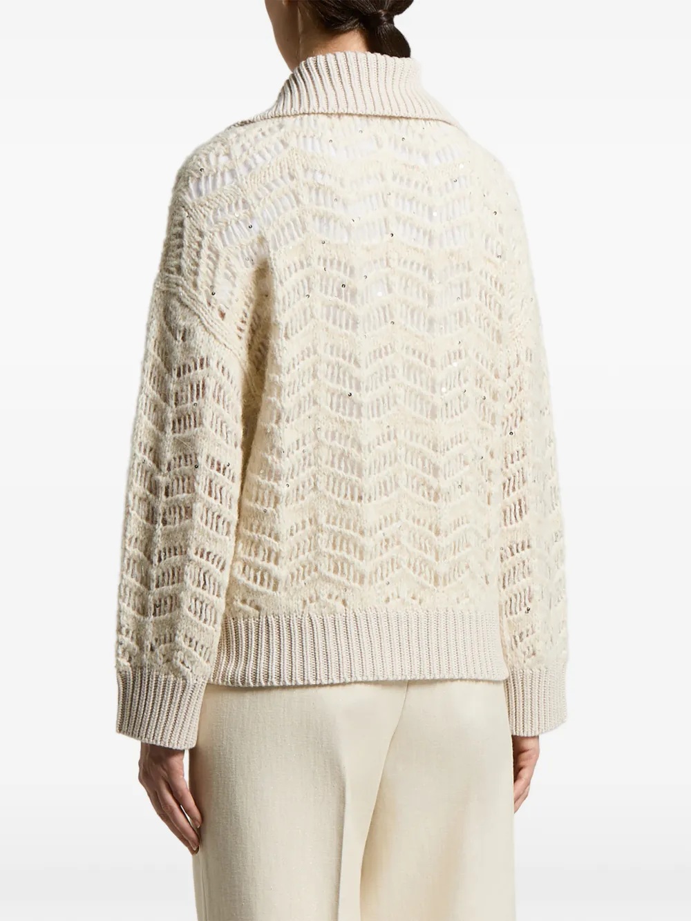 Peserico Opengebreid vest verfraaid met pailletten Beige
