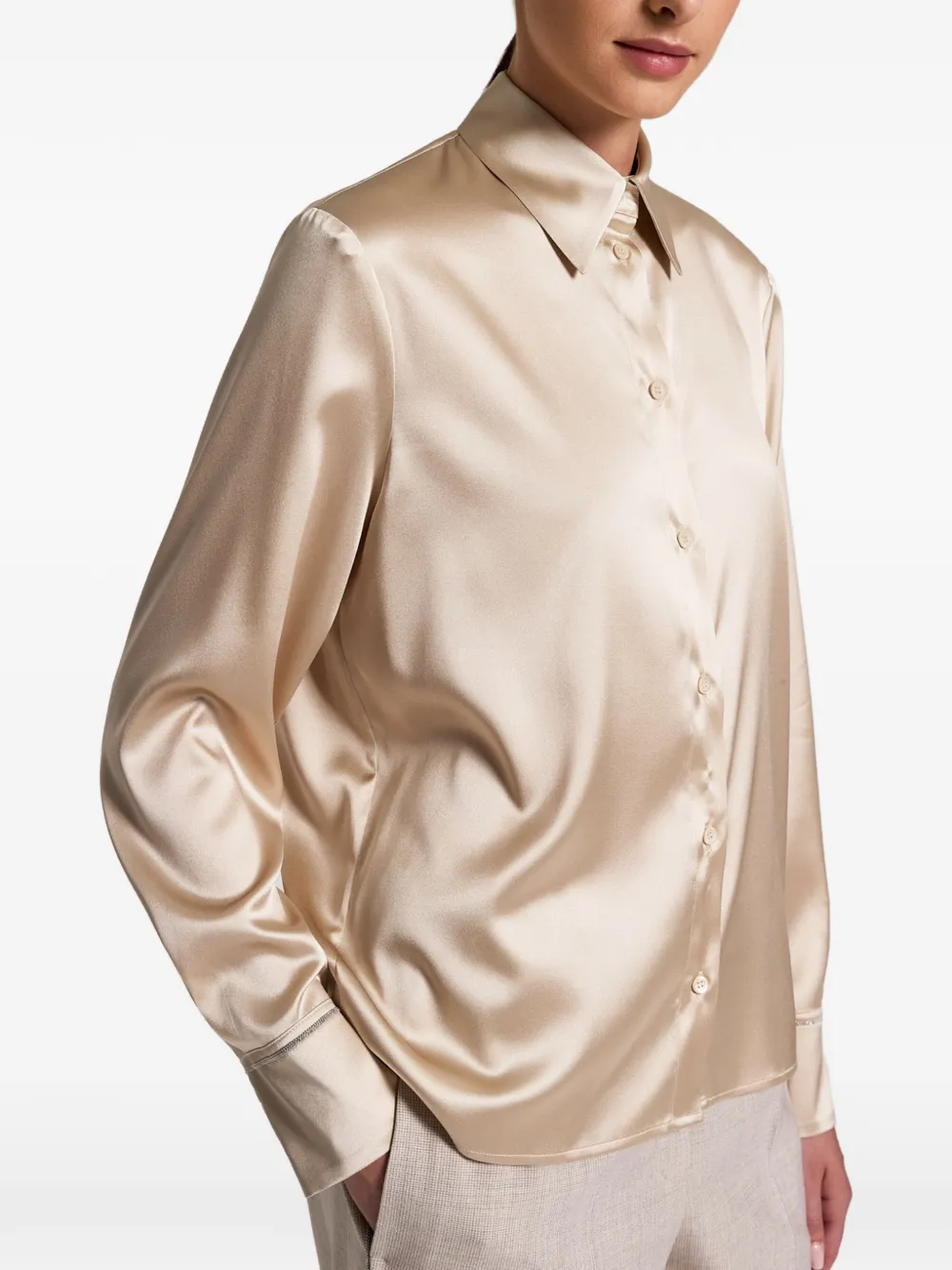 Peserico Blouse met satijnen afwerking Beige