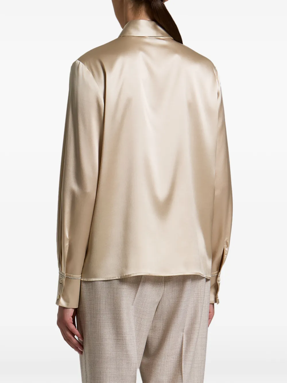 Peserico Blouse met satijnen afwerking Beige