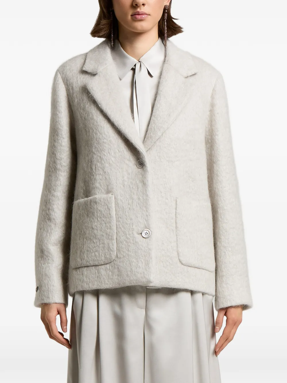 Peserico brushed-finish notched-lapel coat - Grey
