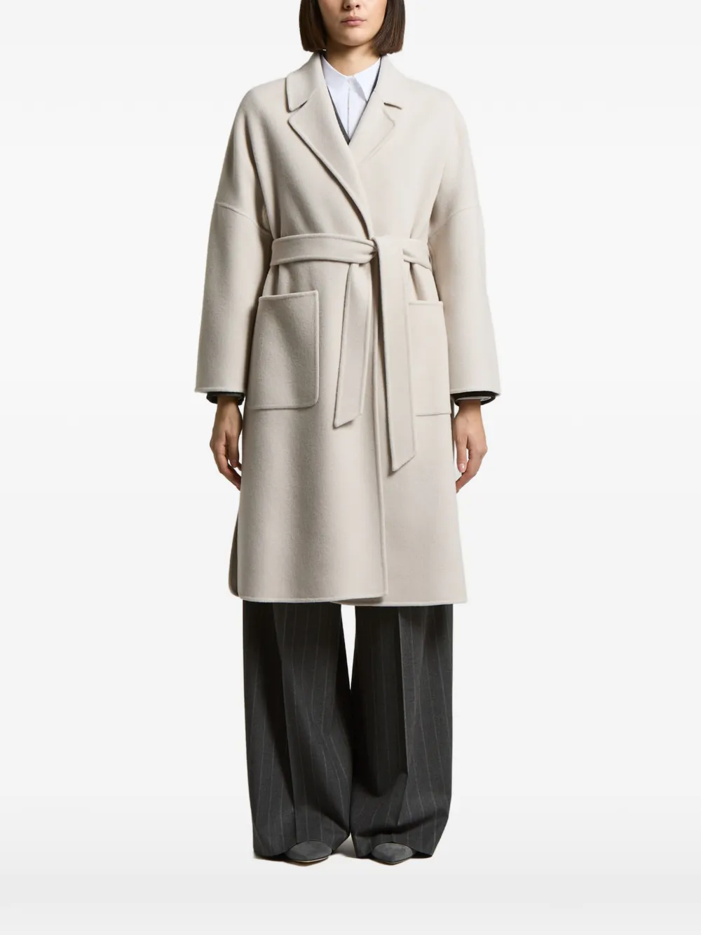Peserico belted notch-lapel coat - Neutrals