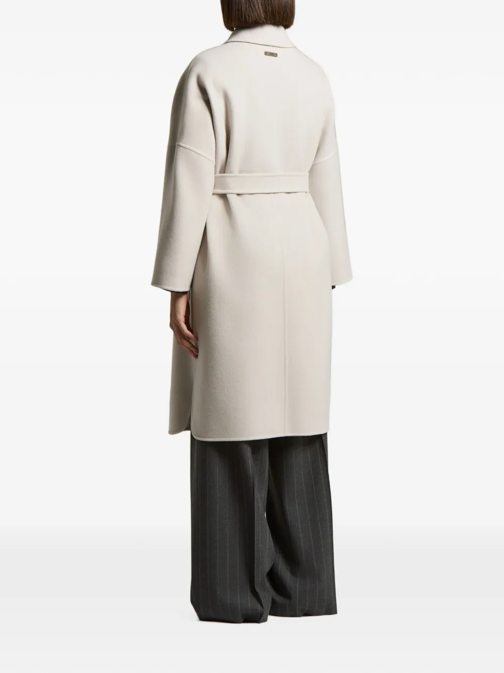Peserico Jas met gekerfde revers en ceintuur Beige